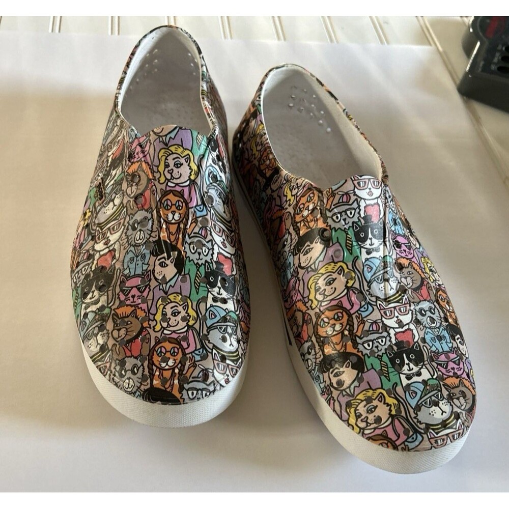 Skechers BOBS Aquamenace Cat Print Shoes Women Sz 9 Slip On EVA Foam Rubber Flat - Picture 3 of 13